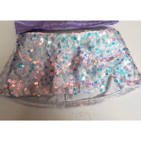 Build a Bear Honey Girls Star Sequin Silver Sequin Skirt Purple Shirt Outfit - Picture 2 of 5